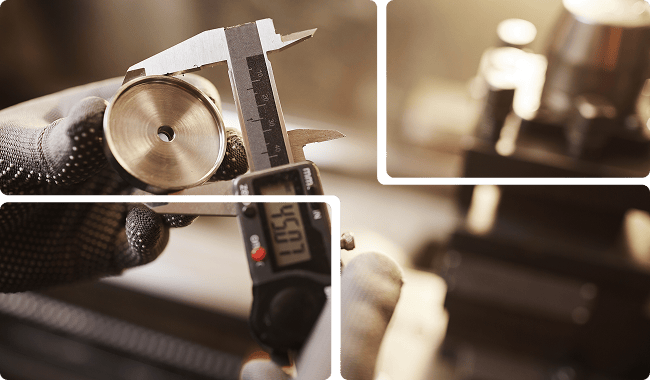 a caliper is being used to measure the diameter of a piece of metal