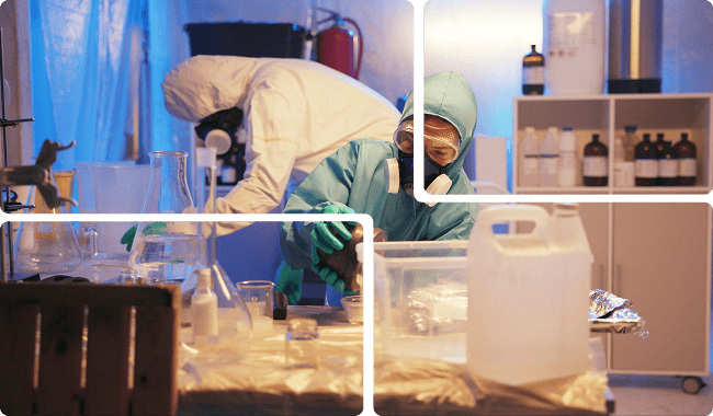 a group of people working in a lab