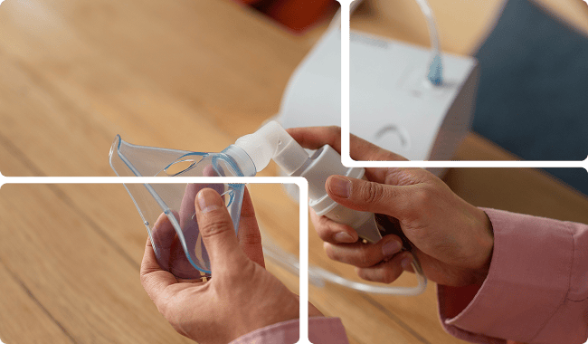 a person using a nebulizer