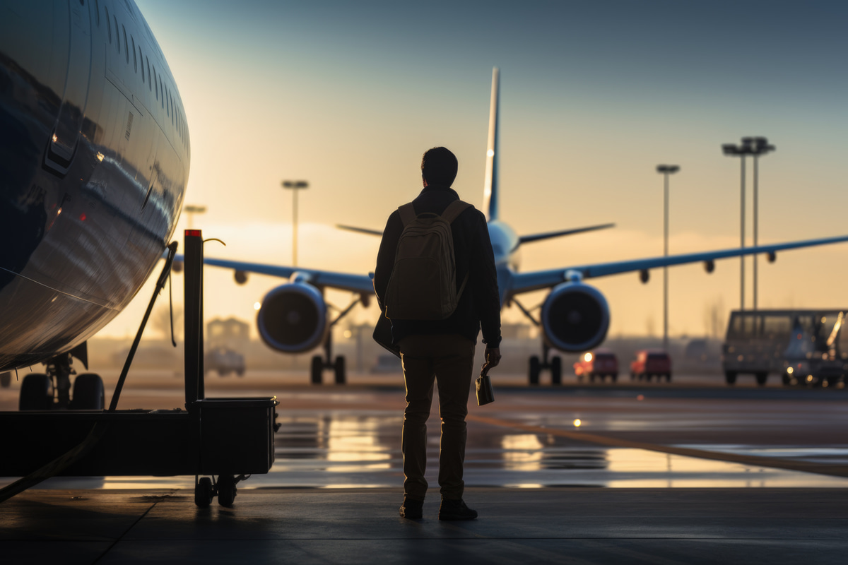 Busy airport tarmac with efficient ground crew activity.