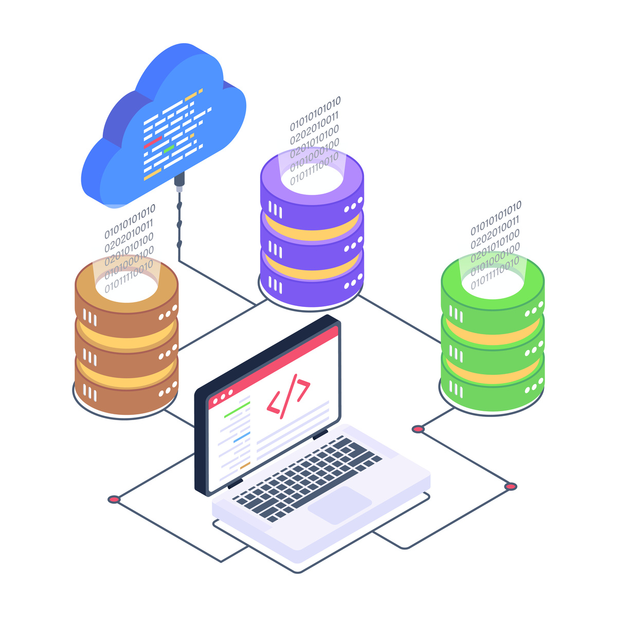 isometric image of a laptop with a cloud in the background