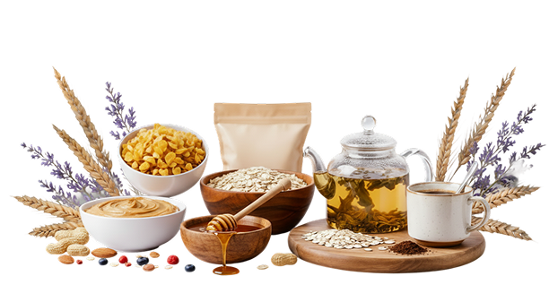 various foods on a black background