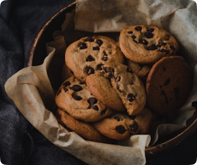 chocolate chip cookies in a bowl