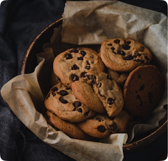 chocolate chip cookies in a bowl