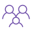 a group of people in purple