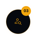 a yellow circle with a search icon on it