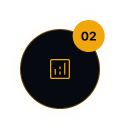 a black and yellow circle with the number 2 on it