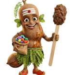a cartoon character holding a candy stick