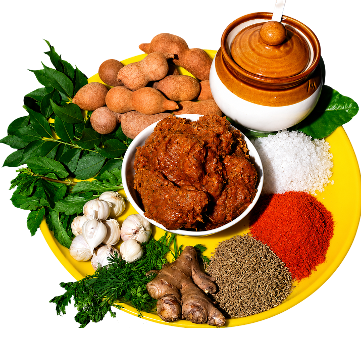 a plate of ingredients for a curry