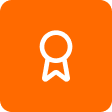 a ribbon icon on an orange background