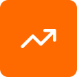 an orange icon with an arrow pointing up