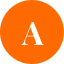 an orange circle with the letter a