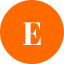 an orange circle with the letter e