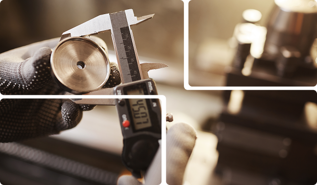 a caliper is being used to measure the diameter of a piece of metal
