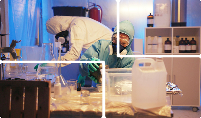 a group of people working in a lab