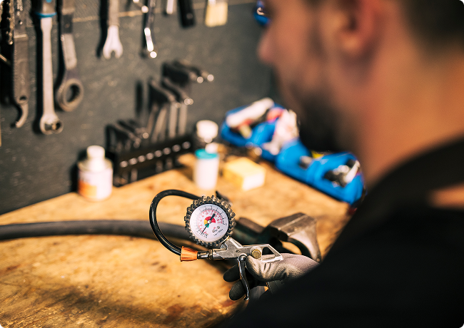 a man working on a bike