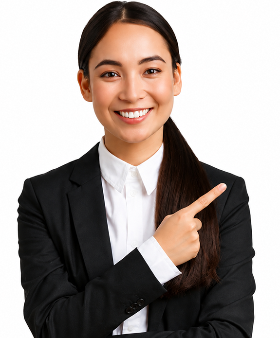asian business woman pointing finger