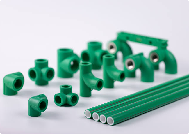 green plastic pipe fittings