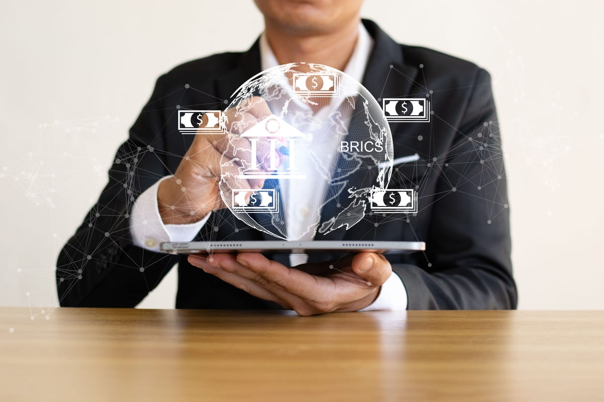 Global financial network connections and diverse digital tools.